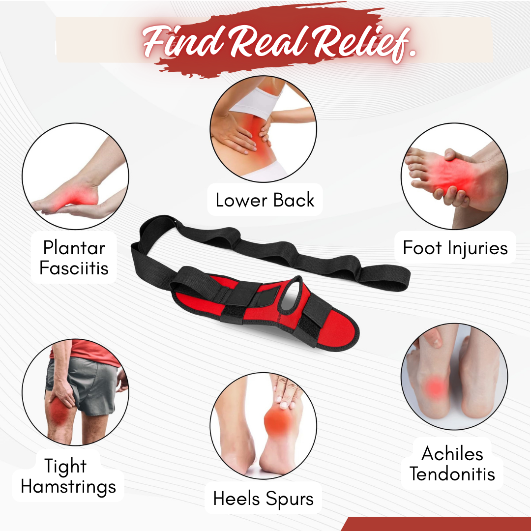 Non-elastic band with loops: relieves stress and pain, improves flexibility and posture.